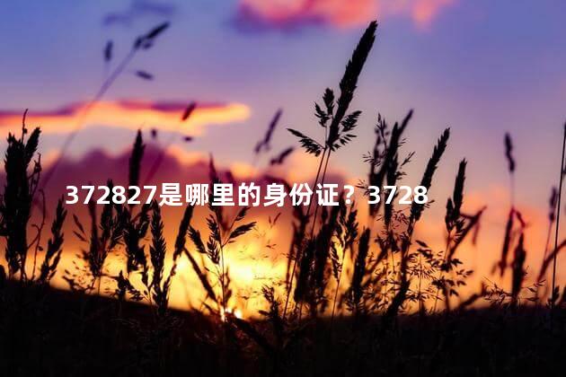 372827是哪里的身份证？372827身份证号码来自哪个地区