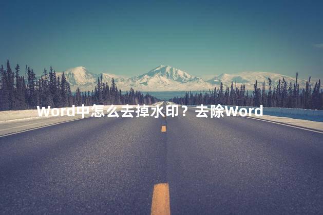 Word中怎么去掉水印？去除Word中的水印：简单步骤，无需特殊符号