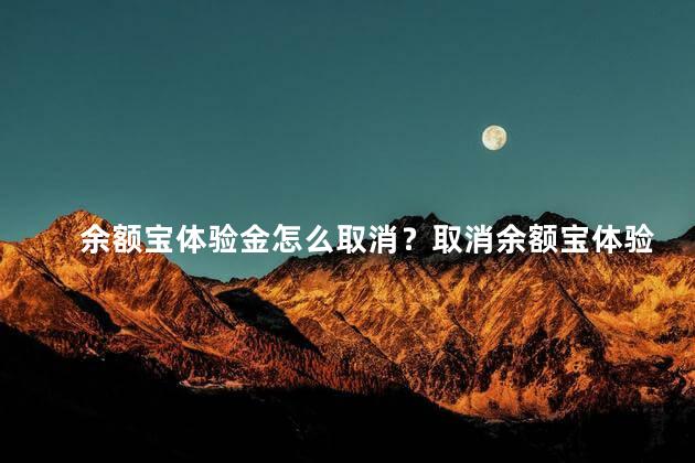 余额宝体验金怎么取消？取消余额宝体验金，步骤简单！