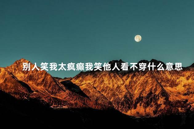 别人笑我太疯癫我笑他人看不穿什么意思？奇思妙想，笑对他人困惑