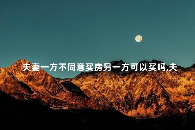 夫妻一方不同意买房另一方可以买吗，夫妻一方不同意买房另一方可以买吗