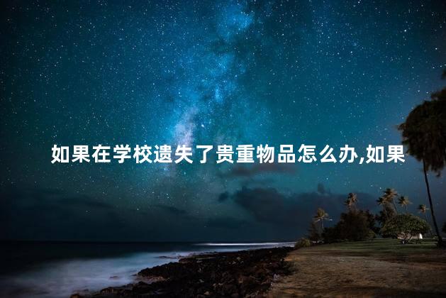 如果在学校遗失了贵重物品怎么办，如果在学校遗失了贵重物品怎么办呢